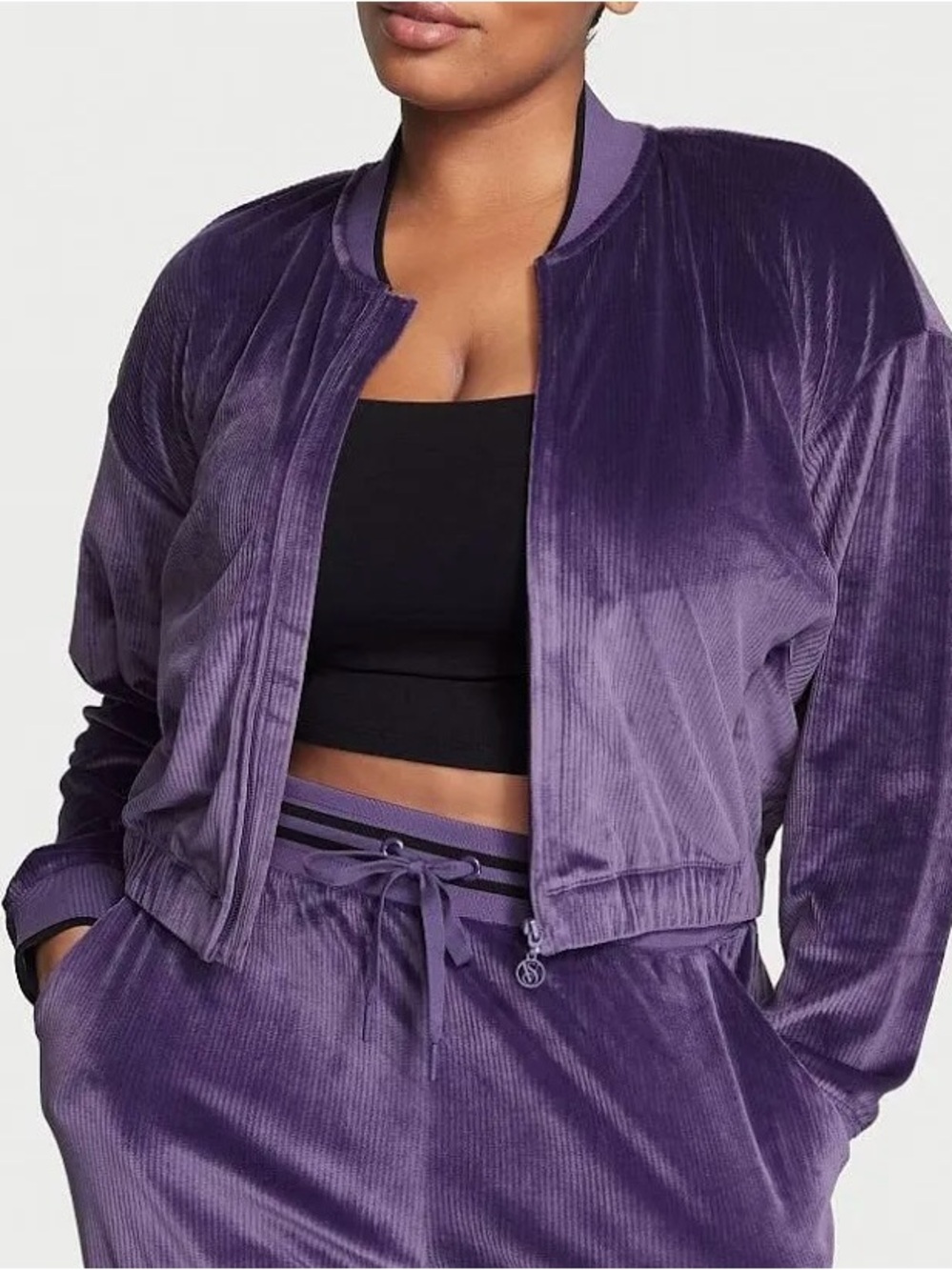 Victoria's Secret Purple Velour Bomber Jacket